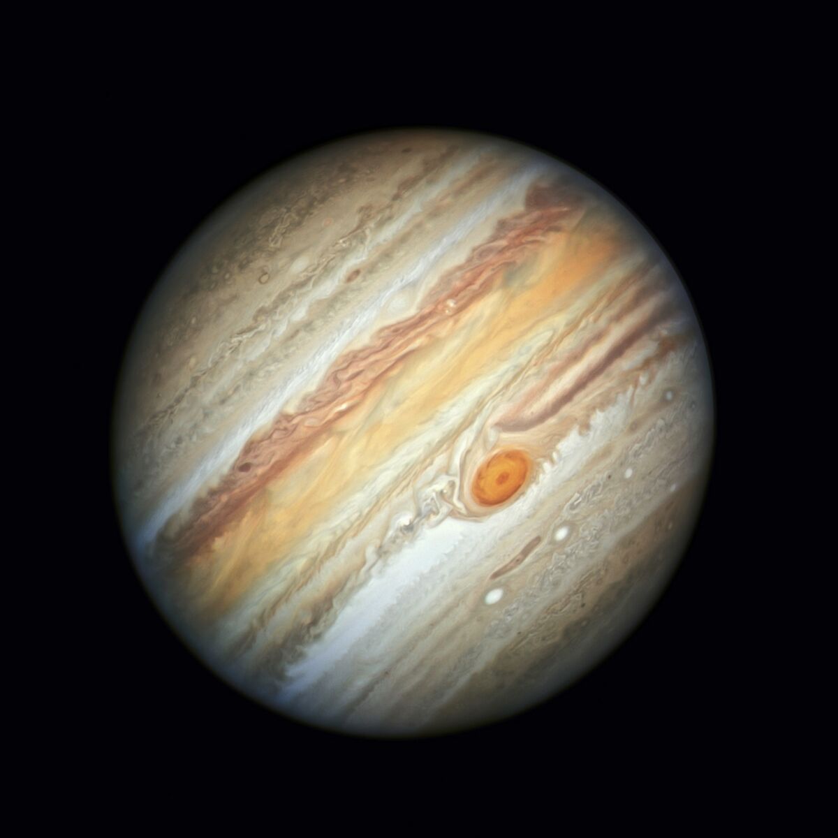 Esta foto facilitada por la NASA muestra el planeta Júpiter, captada por el telescopio espacial Hubble
