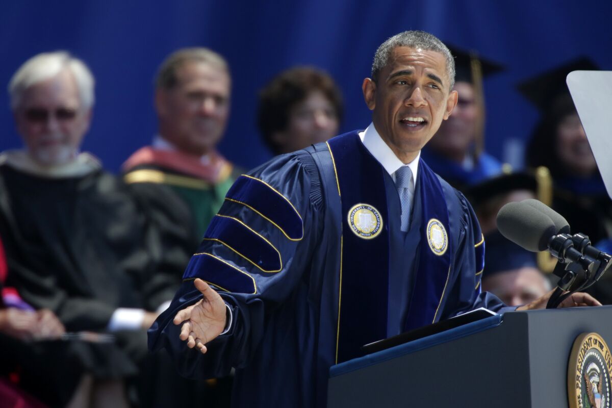President Barack Obama speaks to UC Irvine's class of 2014 in a commencement ceremony June 14 at Angel Stadium of Anaheim.