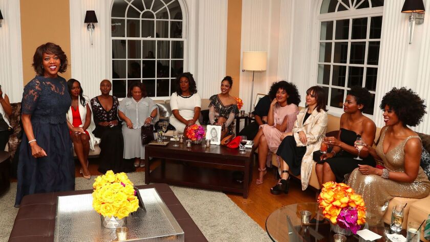 Alfre Woodard addresses the room at her 8th annual Sistahs Soiree.