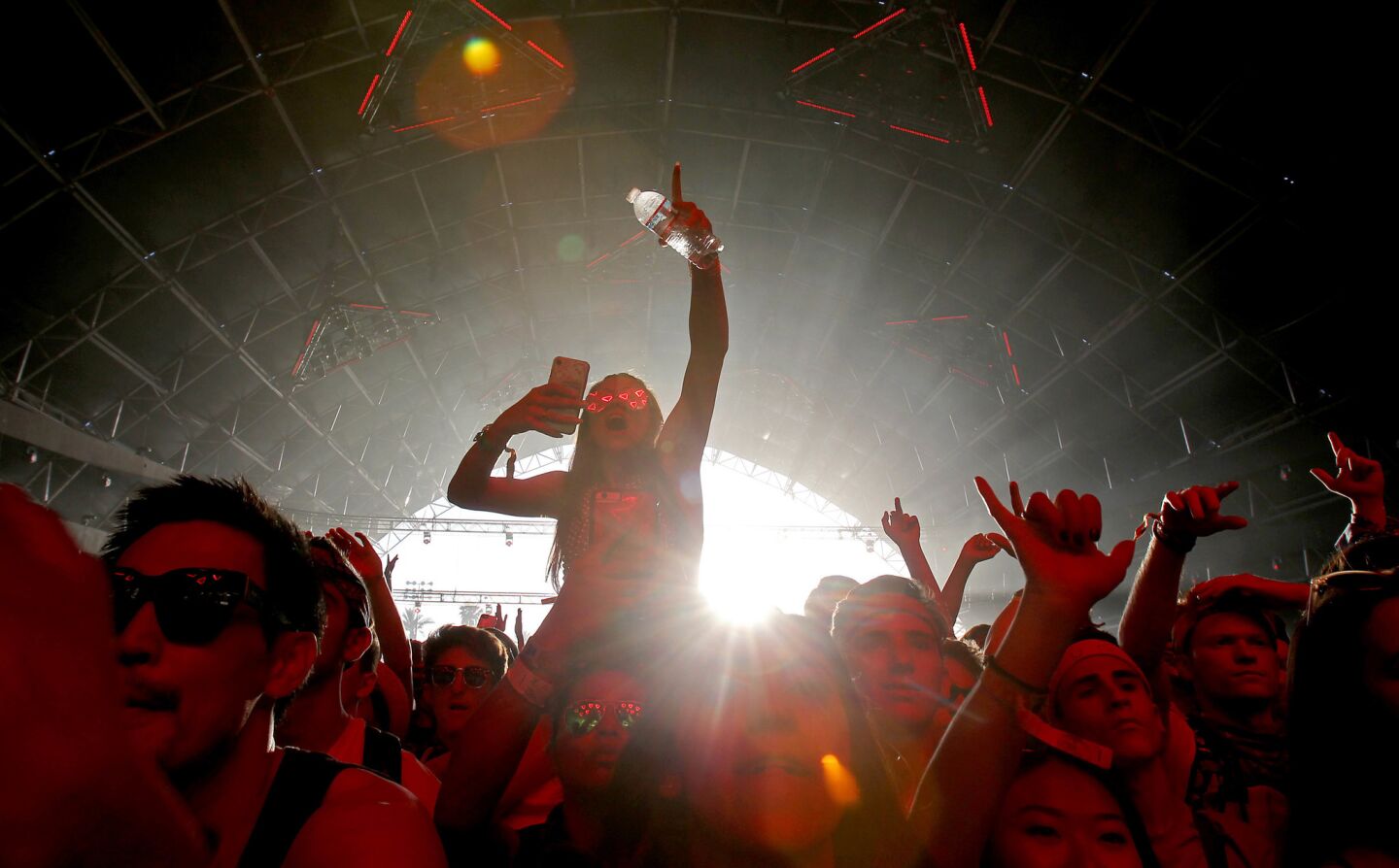 INDIO, CALIF. - APRIL 15, 2017. Fans react to a performance by Canadian hip hop artist Tory Lanez on the Sahara Stage on day two of the Coachella Music and Arts Festival in Indio on Saturday, April 15, 2017. (Luis Sinco/Los Angeles Times)