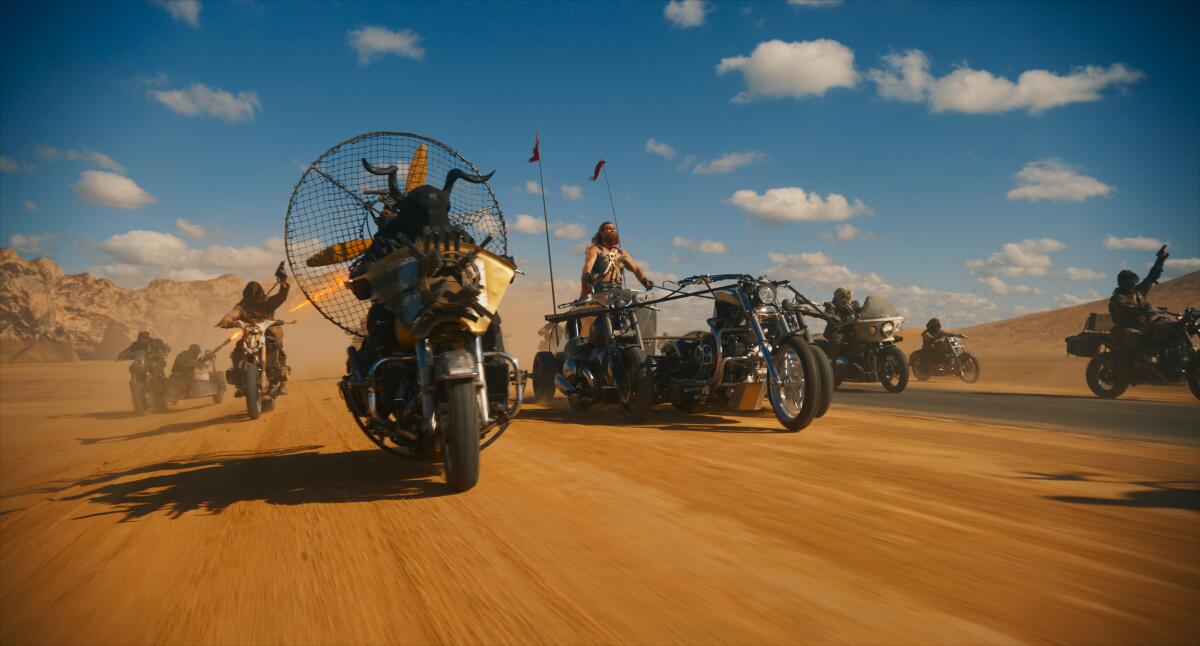 Armed bikers prowl the wasteland.
