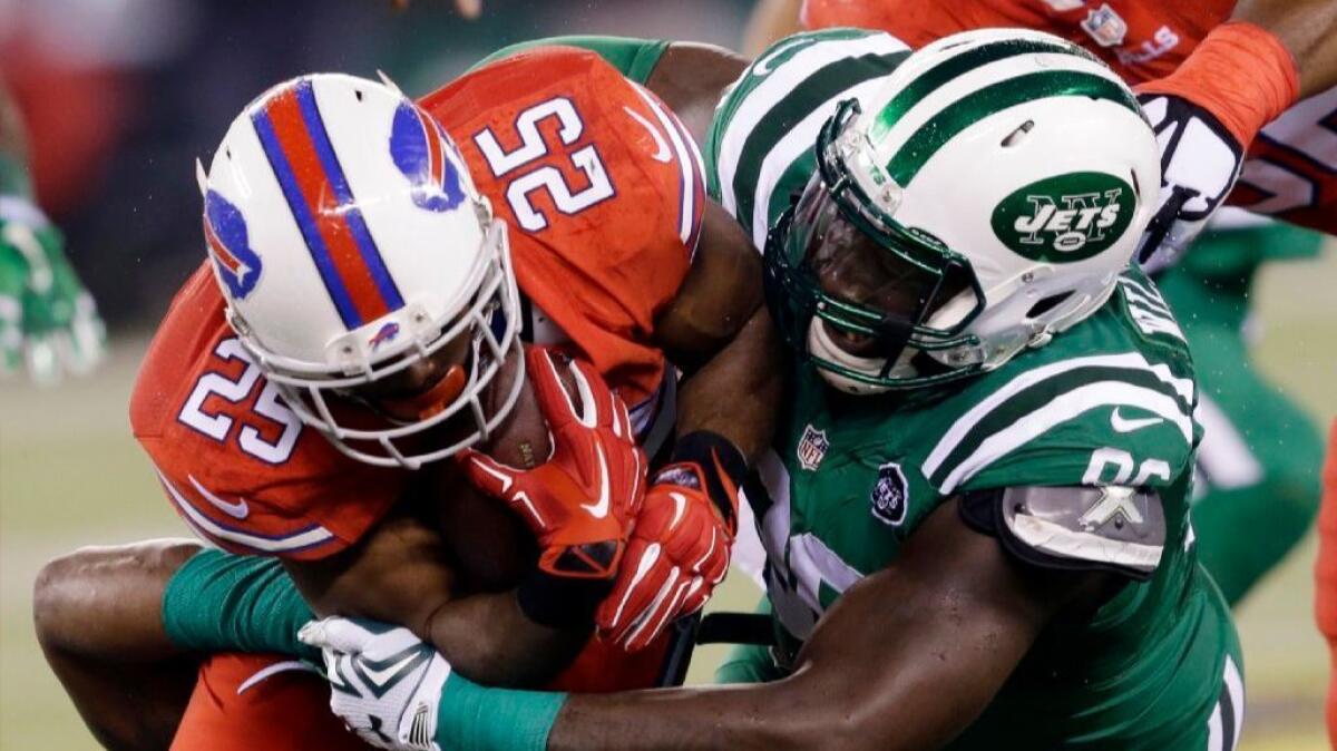 The uniform design and color scheme worn by the Bills and Jets during a "Color Rush" were nearly indistinguishable for colorblind viewers of the game.