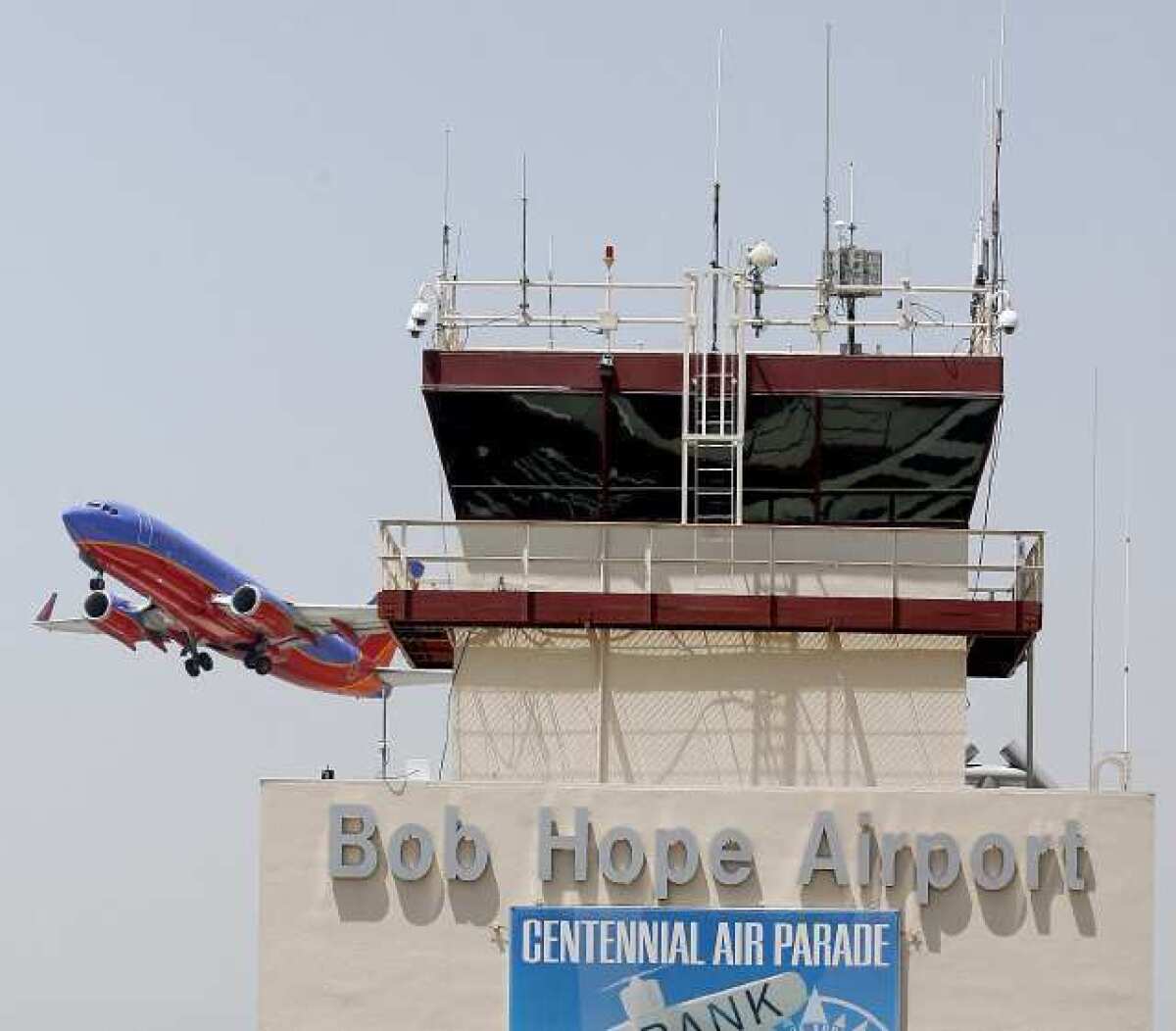 A Southwest Airlines airplane takes off at the Bob Hope Airport in Burbank. The airline scored well in on-time departures.