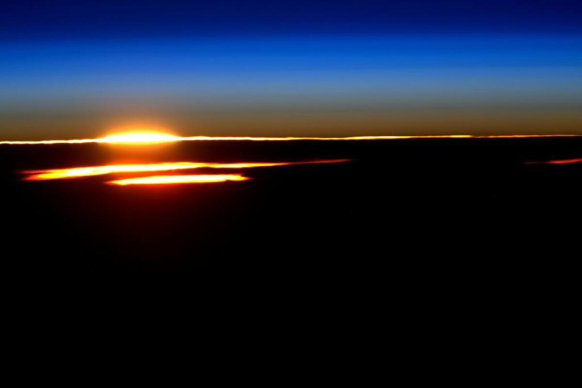 "Of all the sunrises I've seen on my #YearInSpace, this was one of the best! One of the last too. Headed home soon."