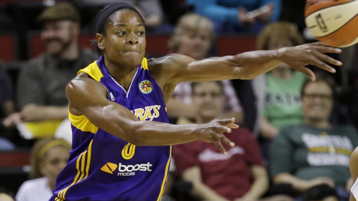 Sparks guard Alana Beard makes a pass during a game against the Seattle Storm on July 3.