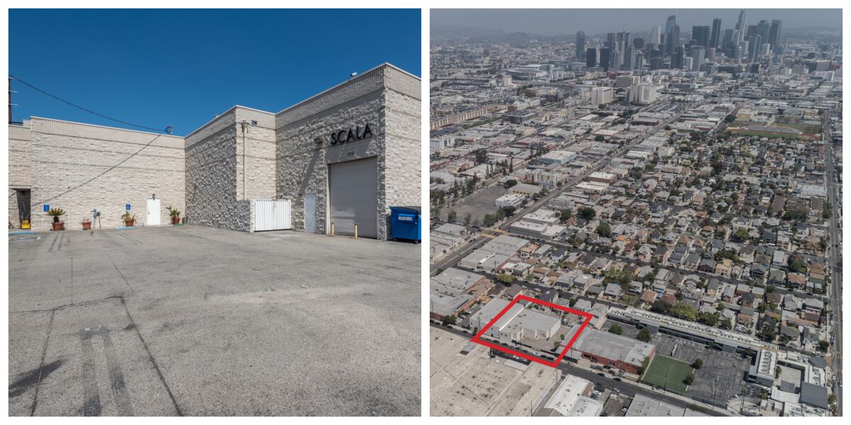 The industrial warehouse in downtown Los Angeles measures 14,635 square feet and includes 8,085 square feet of office space.