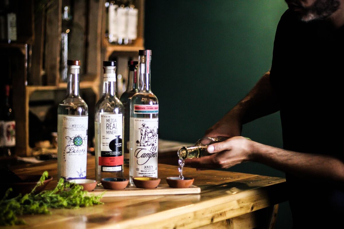 Tahona's mezcal flight.