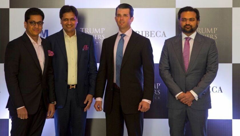 President Trump's son Donald Trump Jr. meets Feb. 20 with his company's Indian partners in New Delhi.