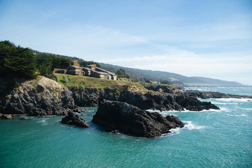 SEA RANCH, CA - MARCH 30: Condominium One at Sea Ranch is built on a bluff on the Sonoma Coast in Northern California. The buildings are "wooden rocks" designed to complement the land. Photographed on Wednesday, March 30, 2022. (Myung J. Chun / Los Angeles Times)