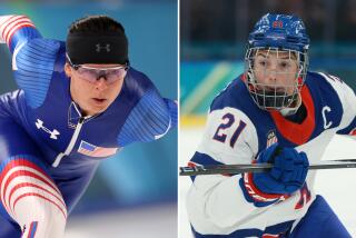 U.S. Olympic athletes Brittany Bowe, left, and Hilary Knight side by side.