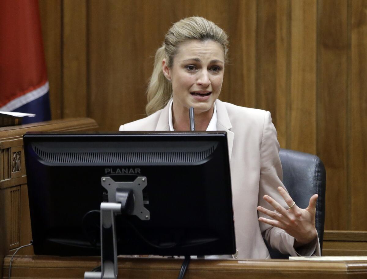 Sportscaster and television host Erin Andrews testifies in Nashville. Andrews sued the franchise owner and manager of a luxury hotel and a man who admitted to making secret nude recordings of her in 2008.