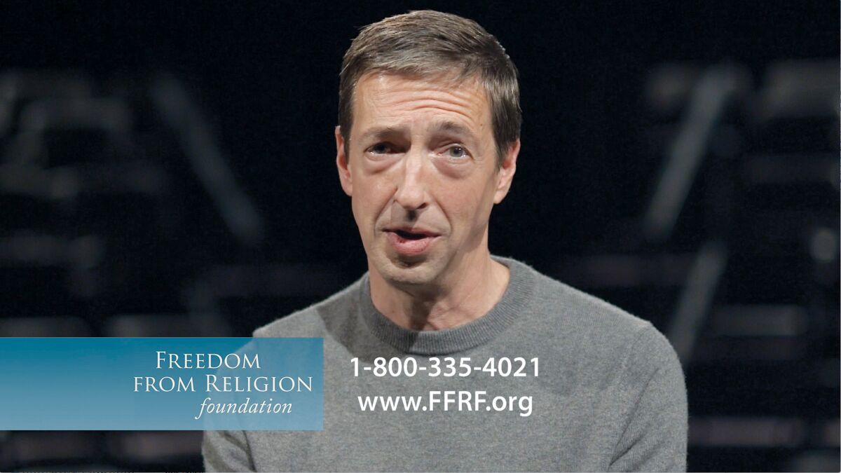 Ron Reagan, the son of President Reagan, stars in a 30-second TV spot for the Freedom From Religion Foundation.