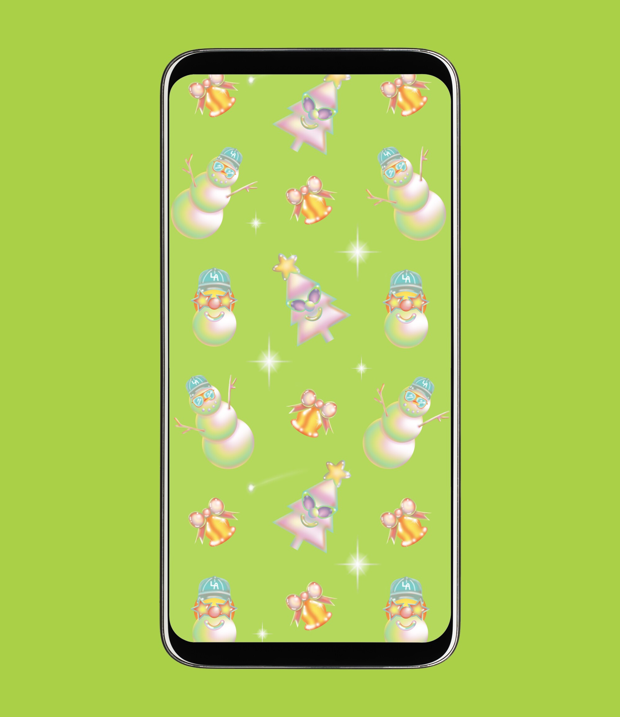 Mockup of a phone background with a Christmas illustration.