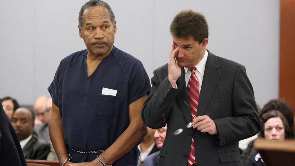 O.J. Simpson, left, and his lawyer Yale Galanter at his sentencing hearing in Las Vegas in 2008.