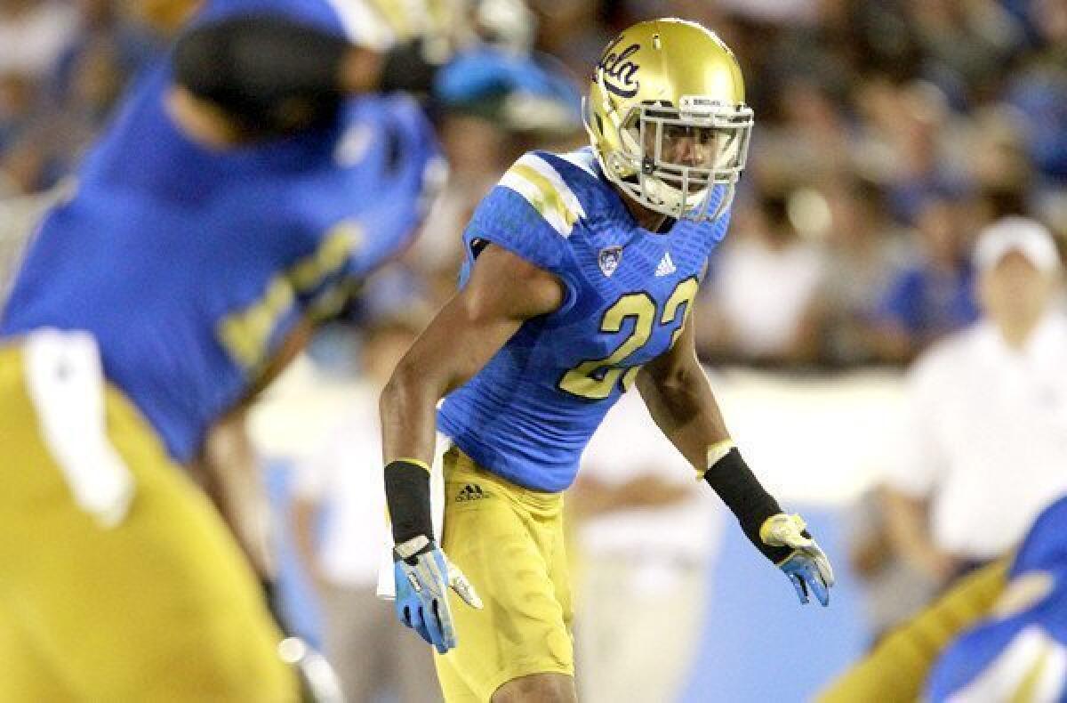 UCLA defensive back Anthony Jefferson Jr. (23) gets set for a play against Nevada in a 58-20, season-opening victory.