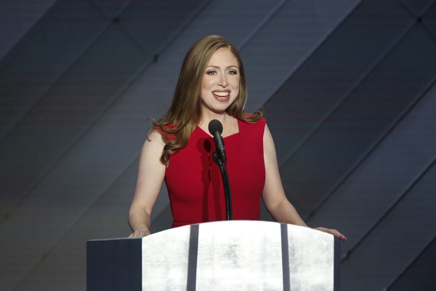 Chelsea Clinton speaks on the final night of the Democratic National Convention in Philadelphia.