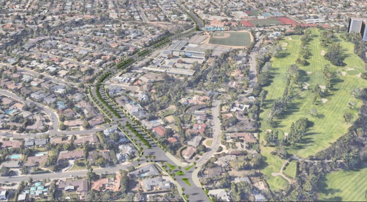 La Jolla architect Trace Wilson's concept to beautify Nautilus Street between Muirlands Drive and Fay Avenue