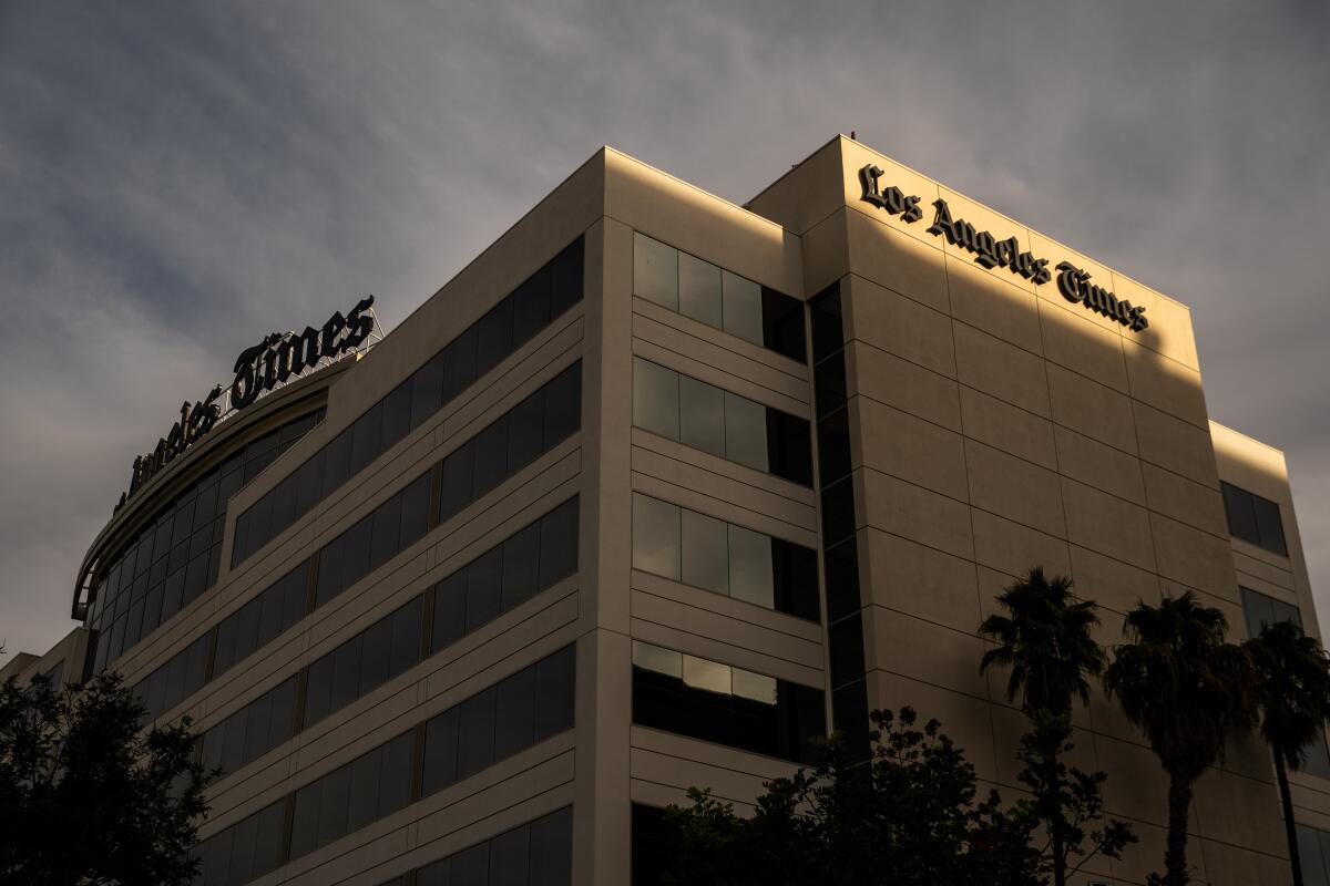 The Los Angeles Times building and newsroom along Imperial Highway in El Segundo. 