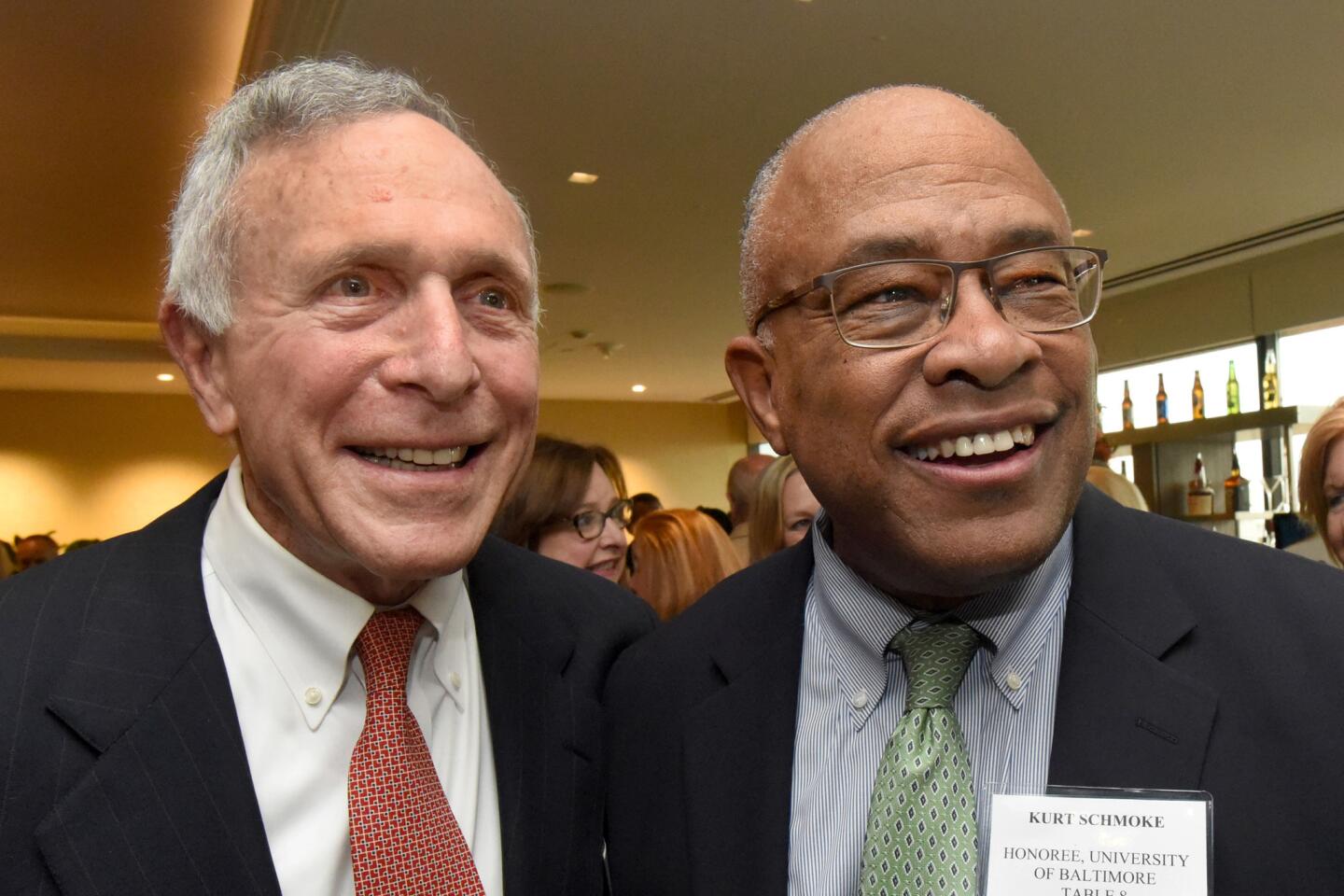 Ronald M. Shapiro and Kurt Schmoke at the Baltimore Sun Hall of Fame party at the Center Club.