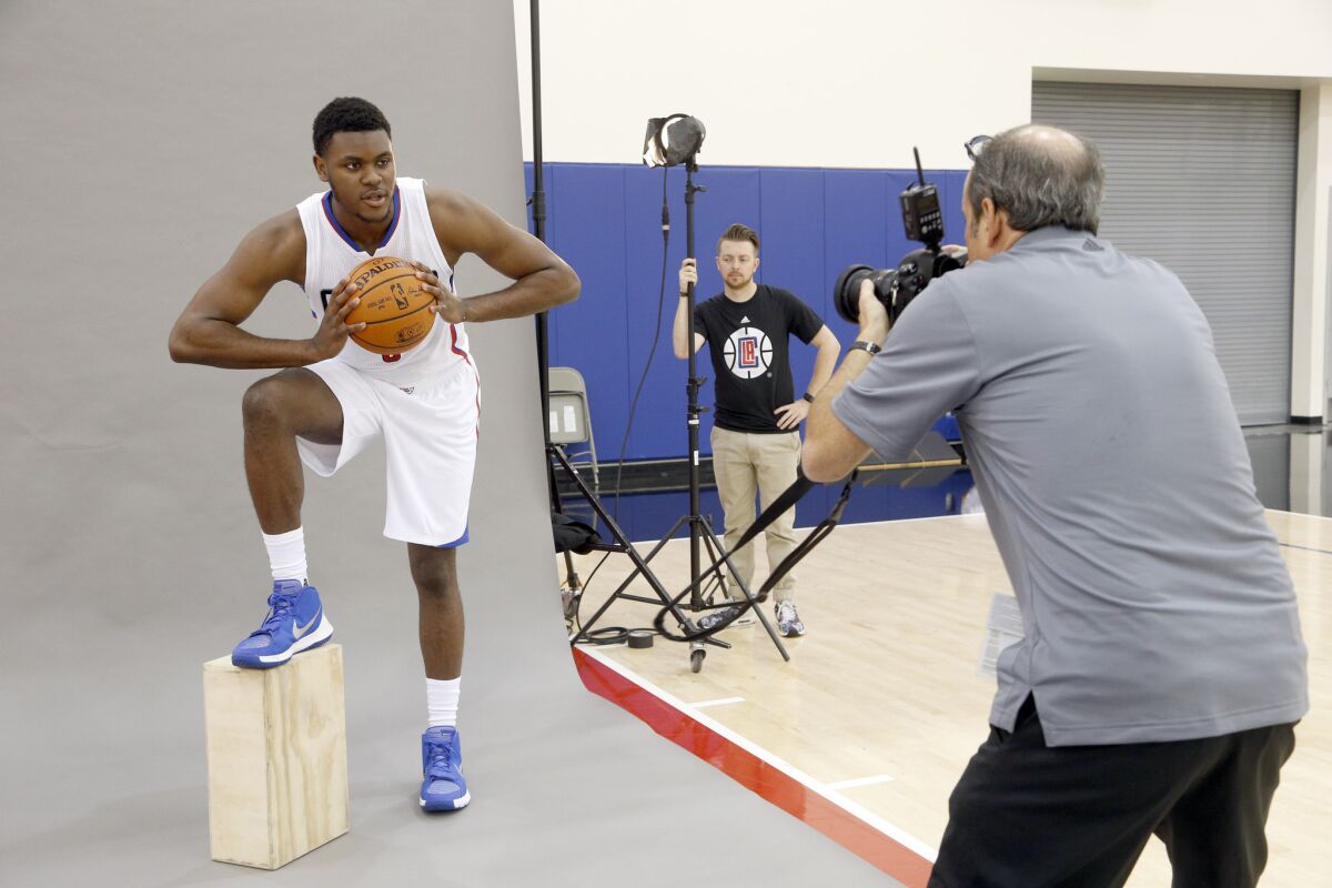 Clippers draft pick Diamond Stone poses for NBA photographer Andy Bernstein on July 12.