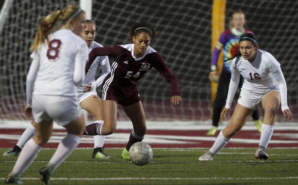 Reilyn Turner, shown competing for Laguna Beach against Paloma Valley in 2018, helped UCLA win the national title on Monday.