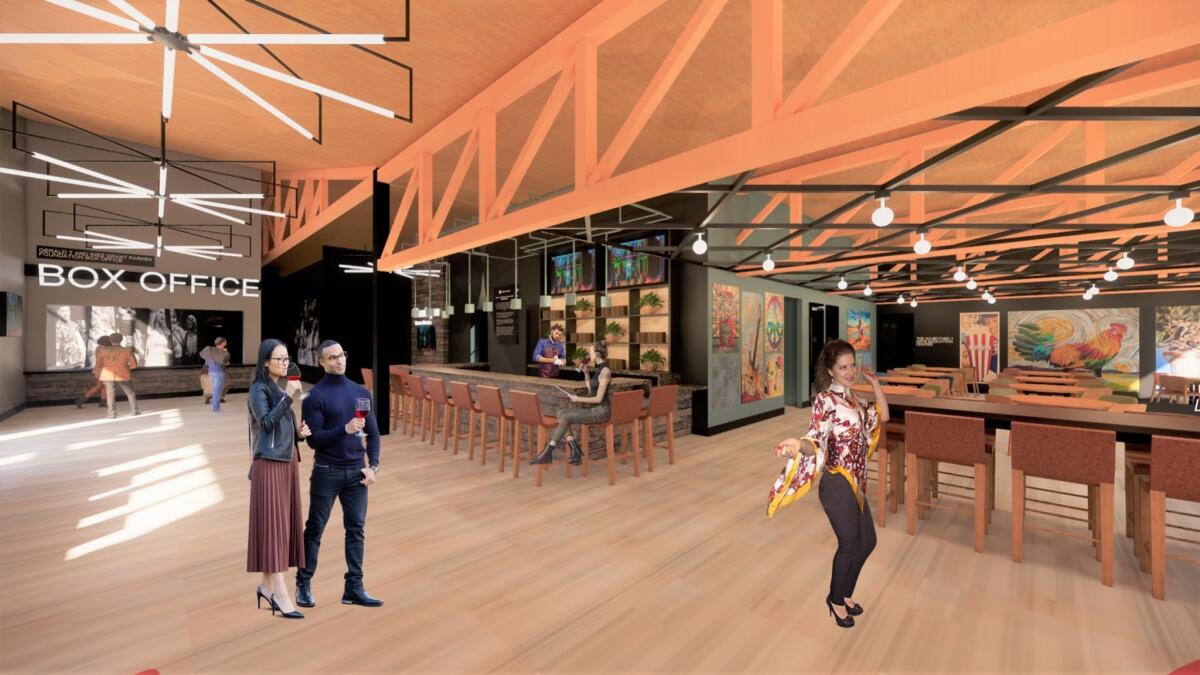 An artist's rendering of the future interior of New Village Arts Center in Carlsbad.