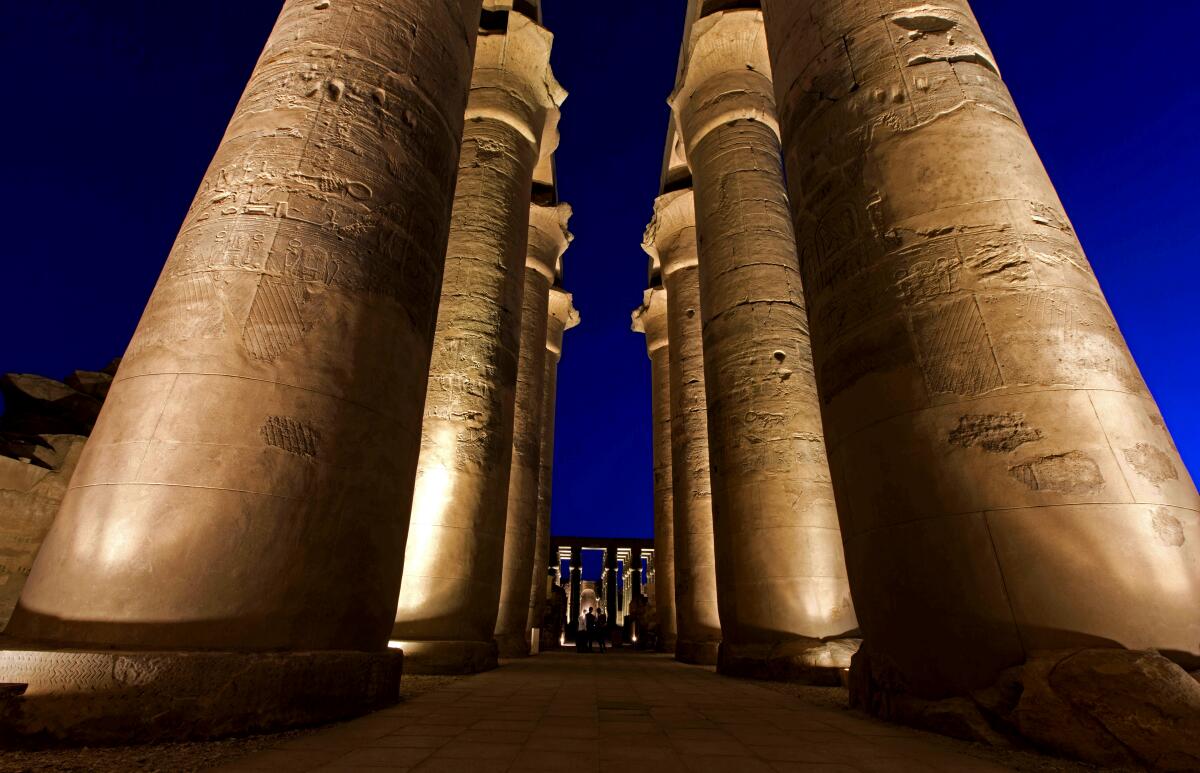 Columns at an ancient temple in Egypt.
