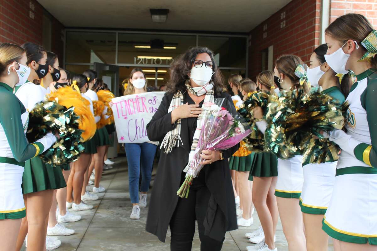 Edison High School teacher Lori Chlarson was honored with a celebration on campus Tuesday.