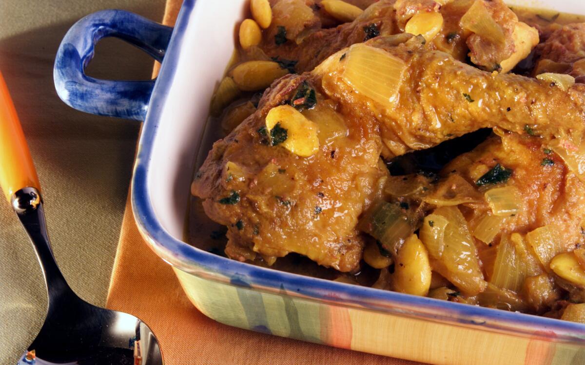 Chicken casserole with dates and almonds
