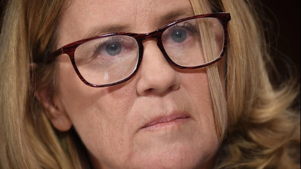 Christine Blasey Ford, the woman accusing Supreme Court nominee Brett Kavanaugh of sexually assaulting her at a party 36 years ago, testifies before the US Senate Judiciary Committee on Capitol Hill in Washington, D.C.
