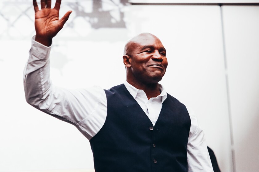 Boxing legend Evander Holyfield prior to his