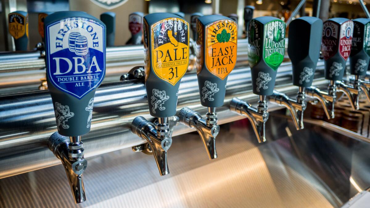 Some of the beers on tap at Firestone Walker Brewing Co.