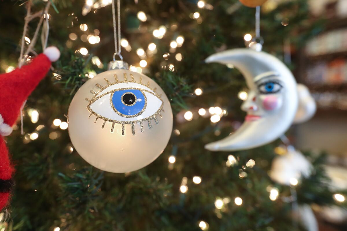 Unique ornaments on display at the AREO store in downtown Laguna Beach.
