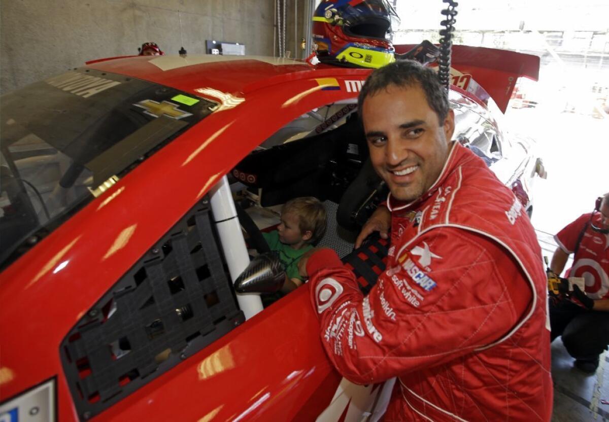 Juan Pablo Montoya turned the fastest lap Friday in the first practice session for NASCAR's Brickyard 400.