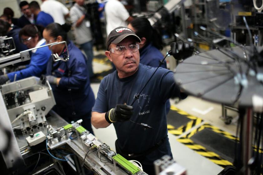 At work in the auto parts production line in the Bosch factory in San Luis Potosi, Mexico, on January 11, 2017. US President Donald Trump has threatened to impose a 35 percent import tariff on companies that ship jobs to Mexico. / AFP / PEDRO PARDO (Photo credit should read PEDRO PARDO/AFP/Getty Images) ** OUTS - ELSENT, FPG, CM - OUTS * NM, PH, VA if sourced by CT, LA or MoD **