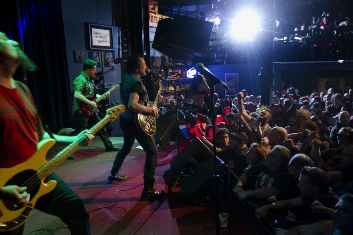 Lee Ving, center, and his punk band Fear perform Saturday night at Whisky A Go Go as part of the club's 50th anniversary.