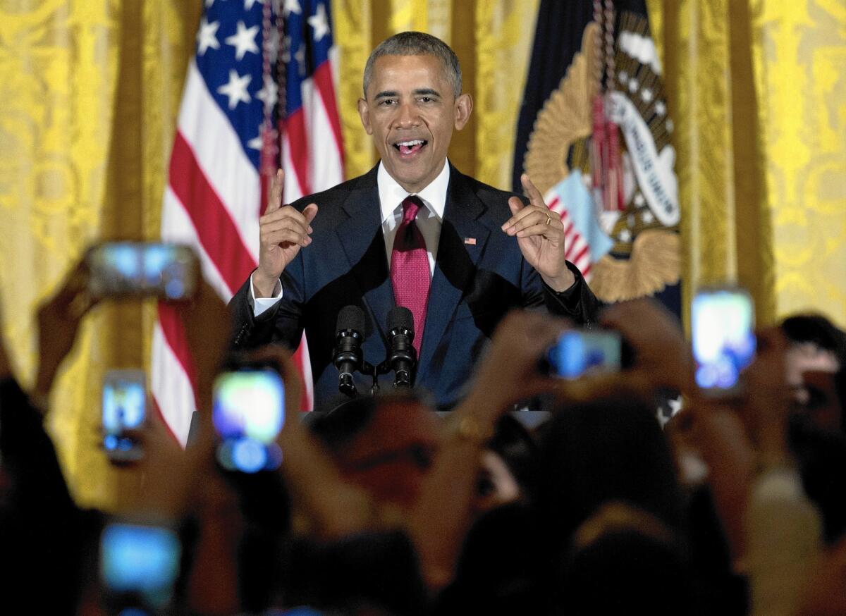 President Obama, pictured at a Cinco de Mayo reception at the White House, plans to visit Nike’s headquarters in Beaverton, Ore., on Friday.