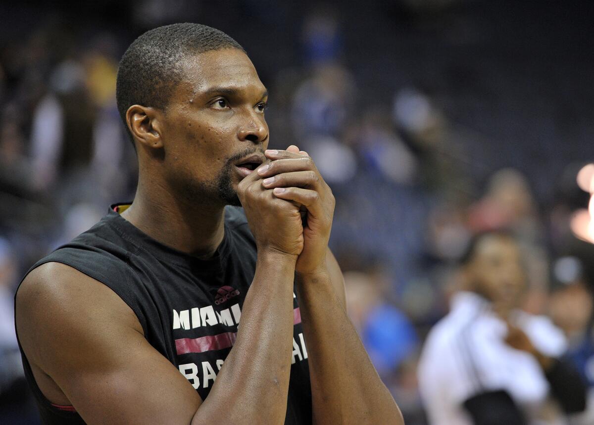 Miami Heat center Chris Bosh was admitted to a hospital Thursday night to undergo tests.