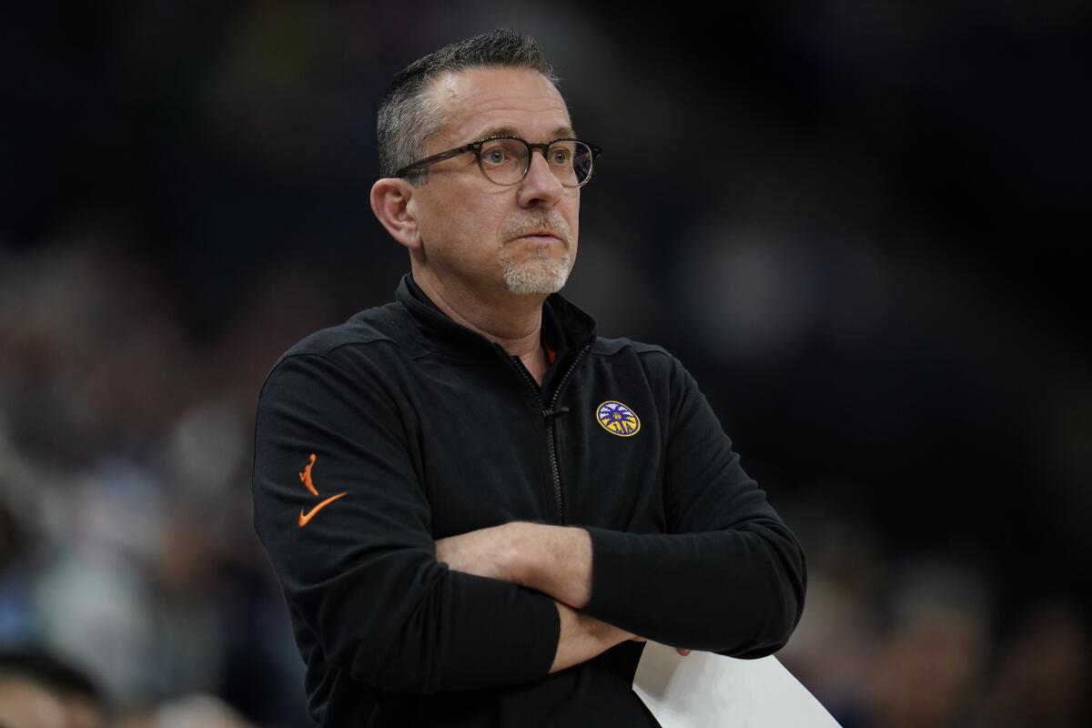 Sparks coach Curt Miller watches during a game against the Minnesota Lynx on June 11.