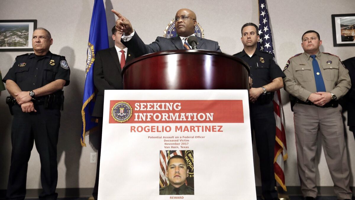 Emmerson Buie Jr., special agent in charge of the FBI's El Paso, Texas, field office, speaks at a November news conference about the death of Border Patrol Agent Rogelio "Roger" Martinez.