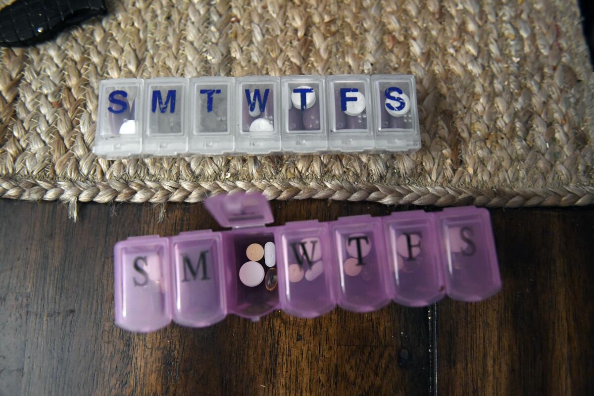 Boxes of pills containing daily medication 