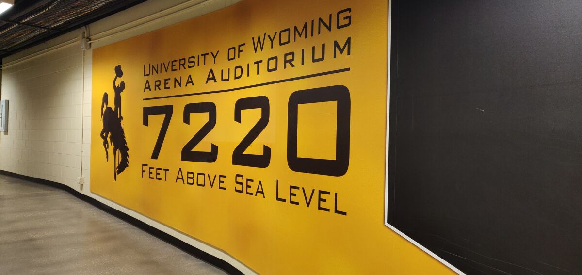Wyoming's Arena-Auditorium reminds visiting teams that it sits at 7,220 feet above sea level, the highest venue in Div. I.