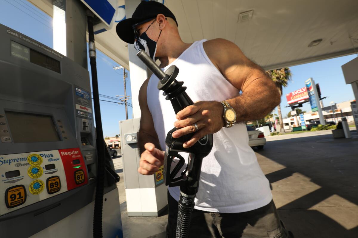 A customer at a Chevron station