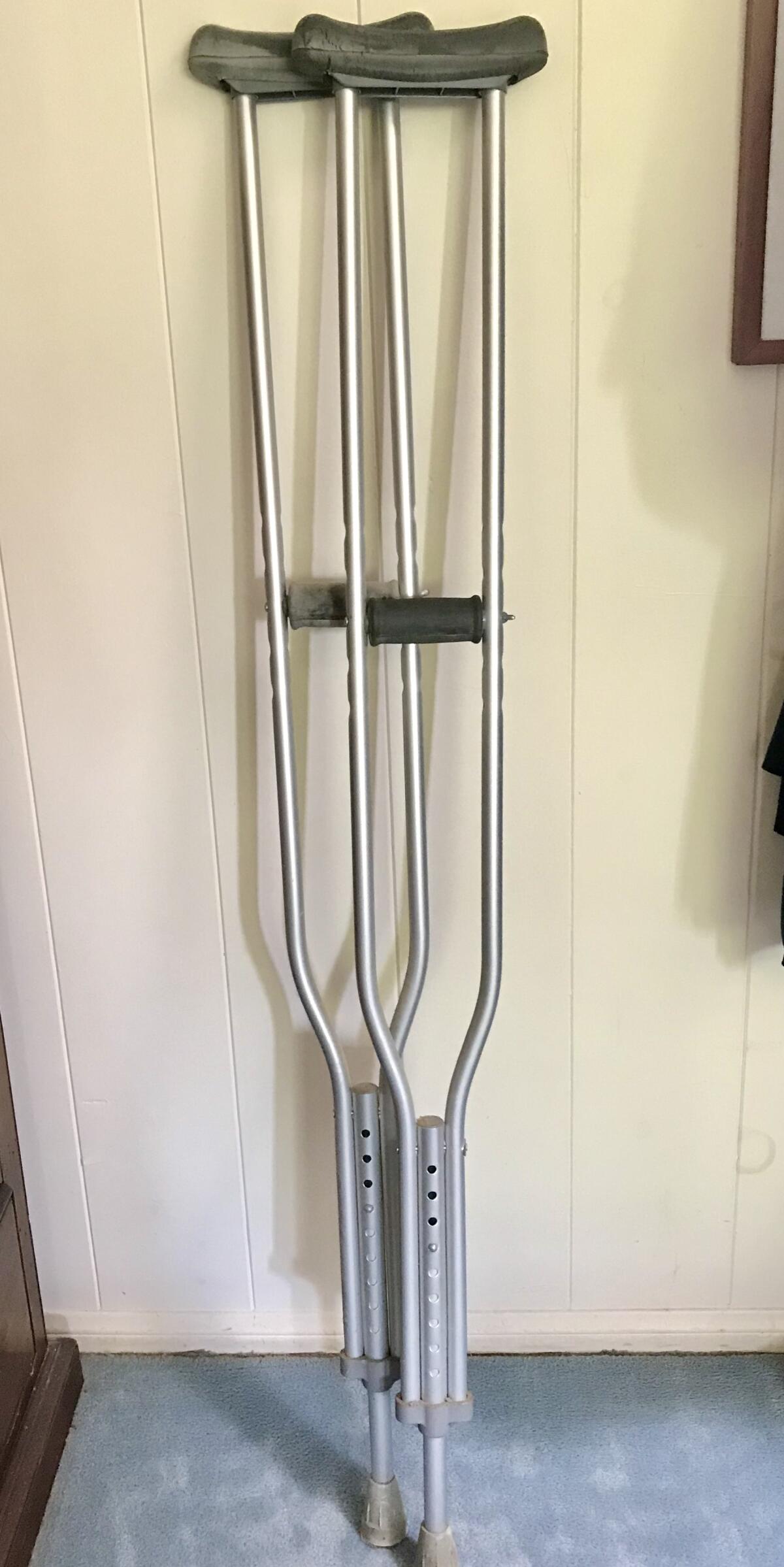 “Fortunately, we had an old pair of crutches around” during Olof's recent bout with knee pain, Inga says.