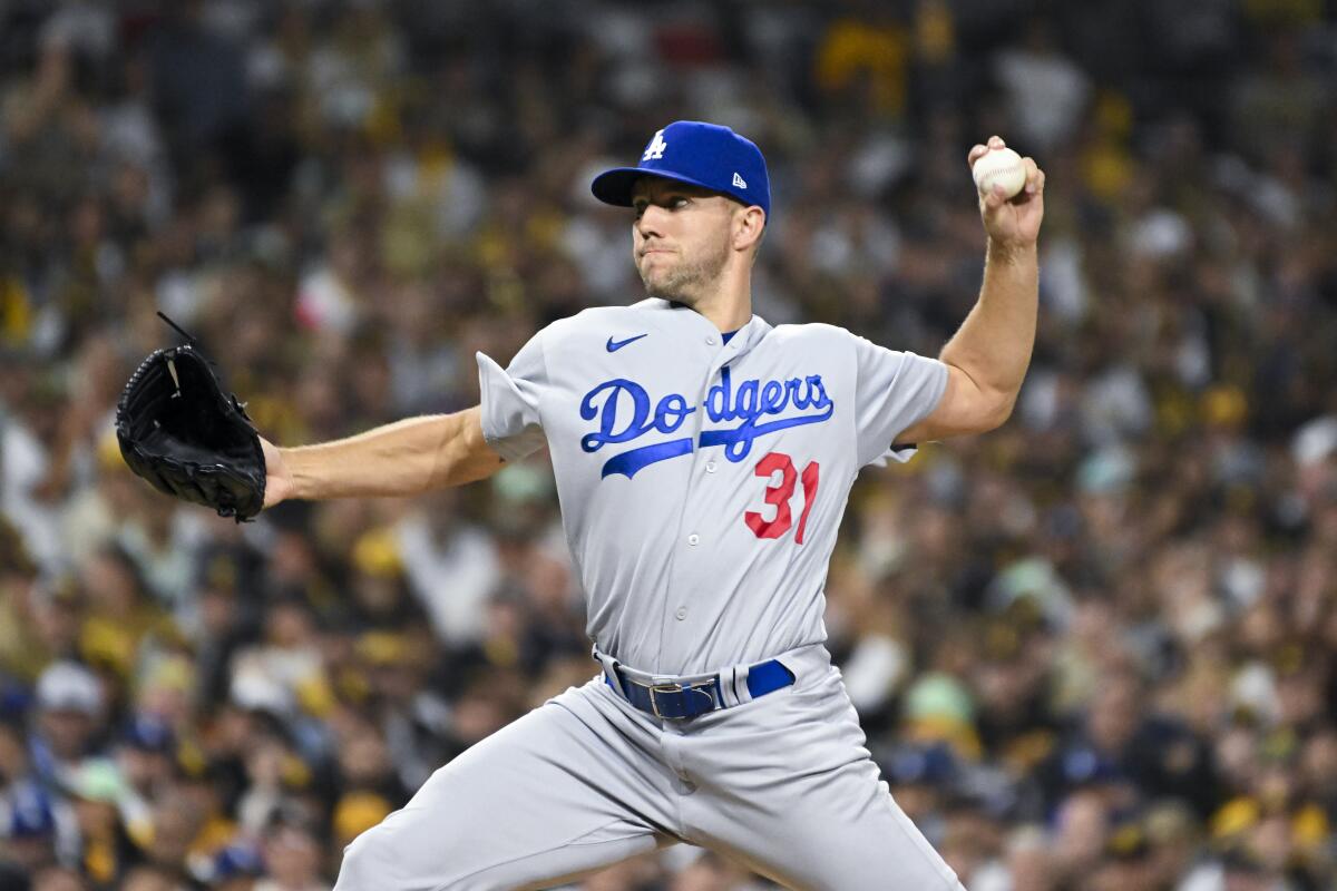 Dodgers starter Tyler Anderson delivers a pitch against the Padres