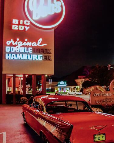 The Bob's Big Boy on Riverside Drive in Burbank is a gathering place for vintage car lovers every Friday night. It's also the oldest surviving Bob's location.