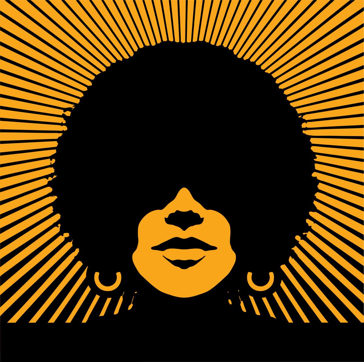 A woman's head in silhouette with sunbeams. 