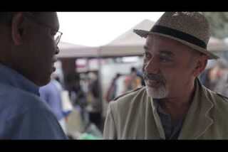 At the Rose Bowl Flea Market with designer Christian Louboutin