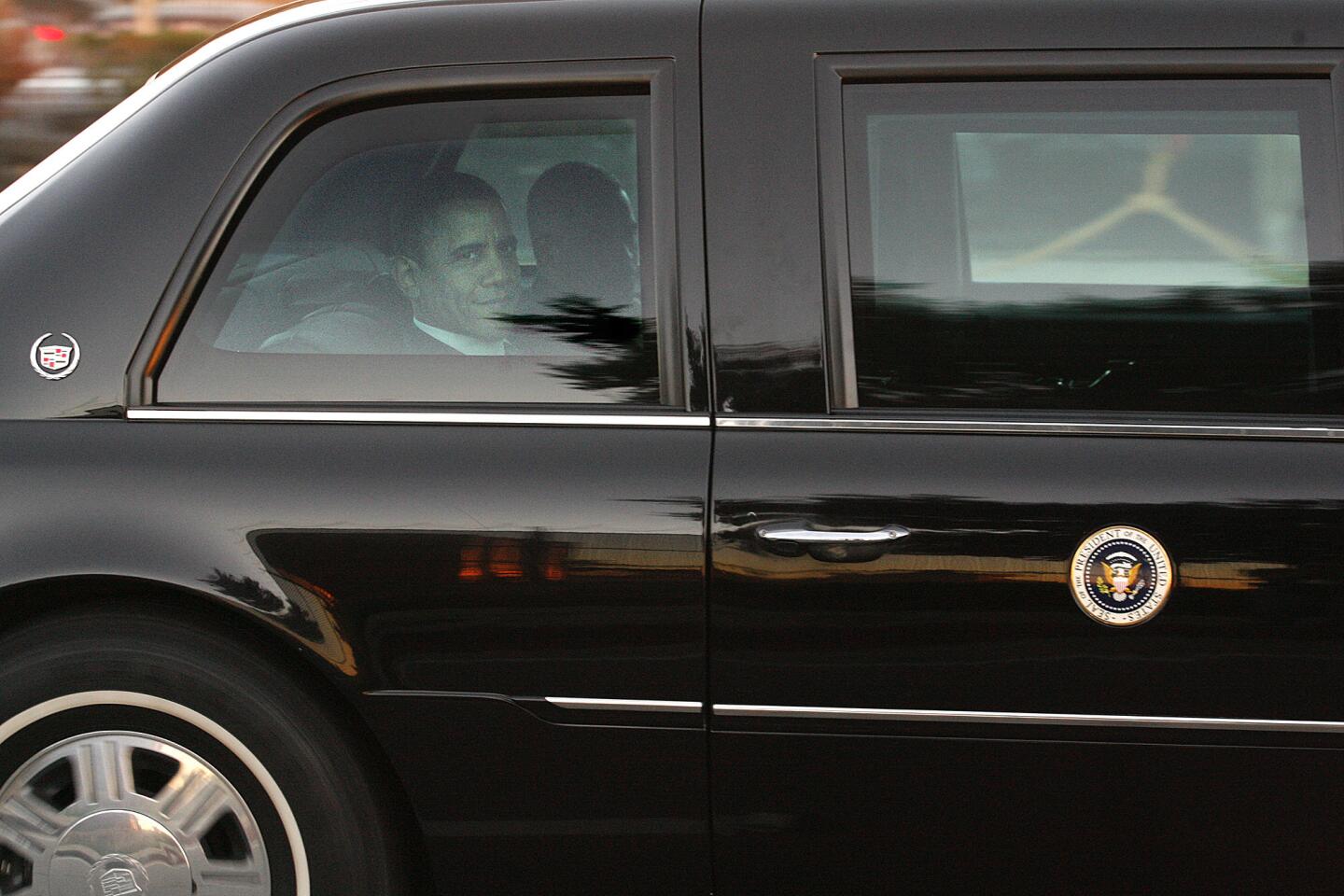 Photo Gallery: President Obama arrives in Burbank for The Tonight Show with Jay Leno