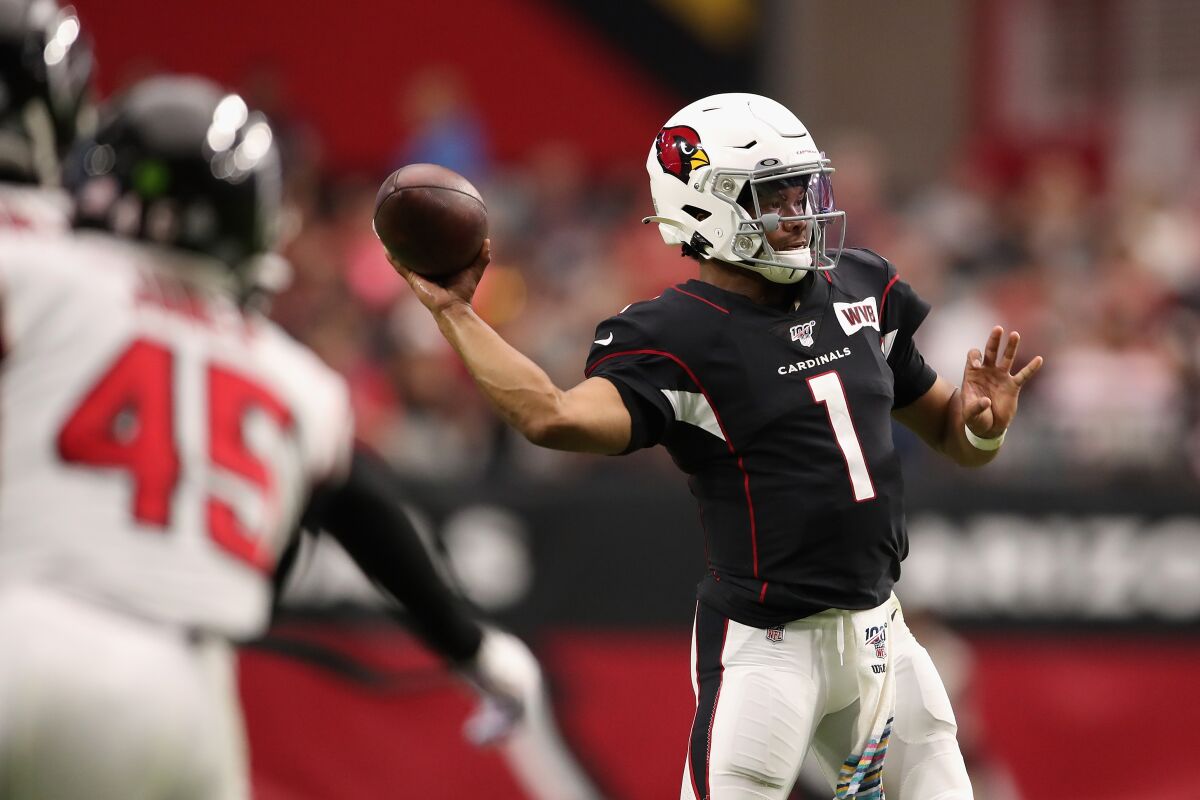 Arizona Cardinals quarterback Kyler Murray throws a pass against the Atlanta Falcons on Sunday.